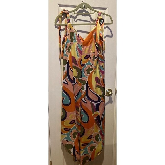 MSK Jumpsuit Womens Printed Hi-Low Wide Leg Medium Psychedelic Outfit Retro - Picture 3 of 14